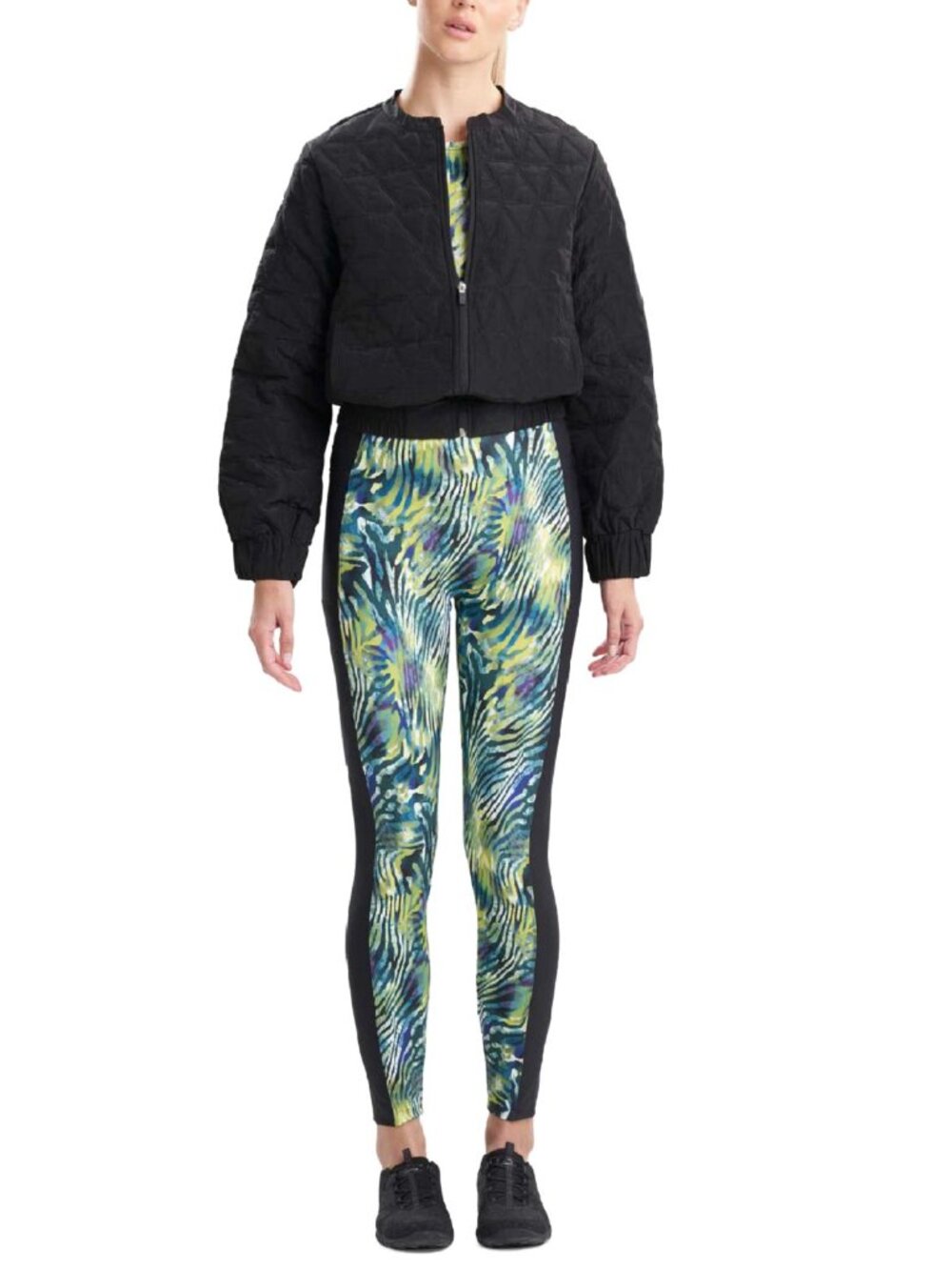 Josie Natori Womens Quilted Bomber Puffer Jacket